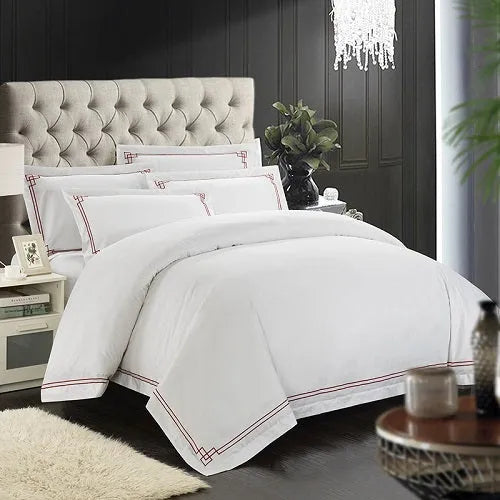 Four-piece 100% cotton bedding set, 60 thread count twill weave, plain pattern, sheet style, available in 200x230cm and 200x240cm sizes