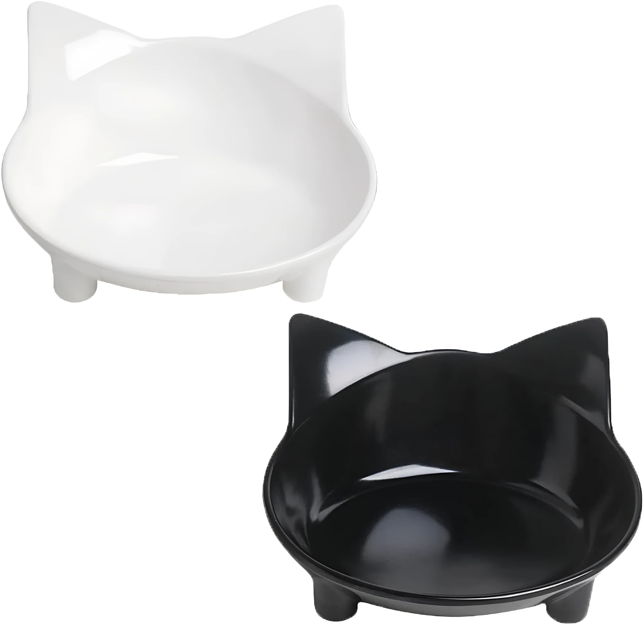 Shallow black melamine pet bowl with non-slip rubber base for cats and small dogs.