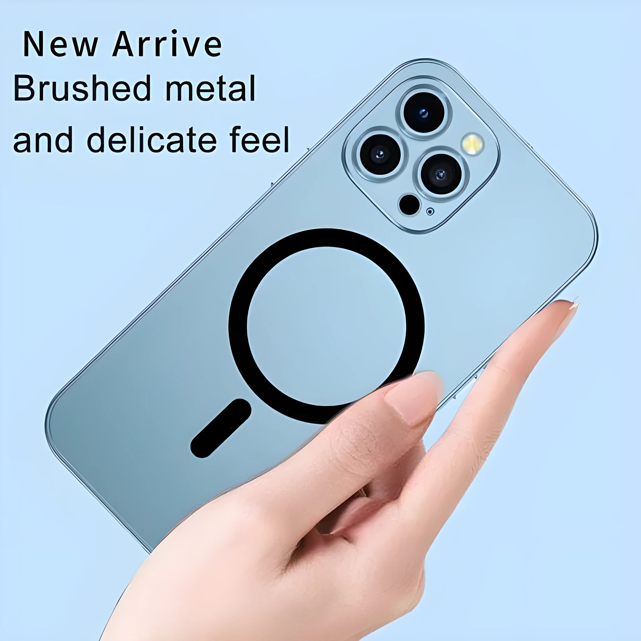 Aluminium alloy frame magnetic iPhone case with lens glass cover in dark purple colour