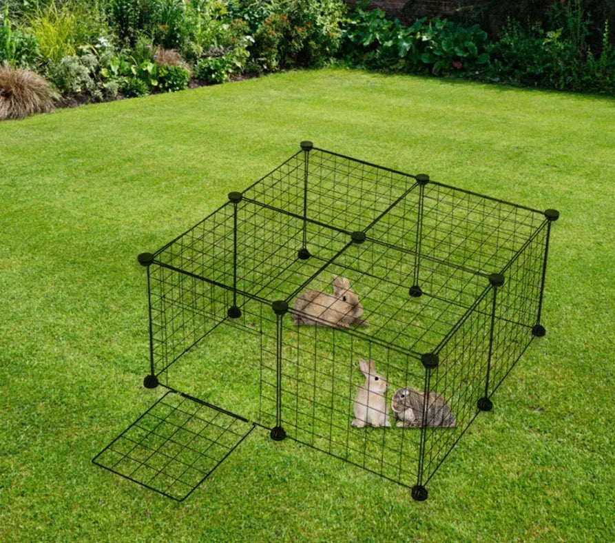 Black 6-piece environment-friendly metal pet fence panels for garden and indoor pet enclosure