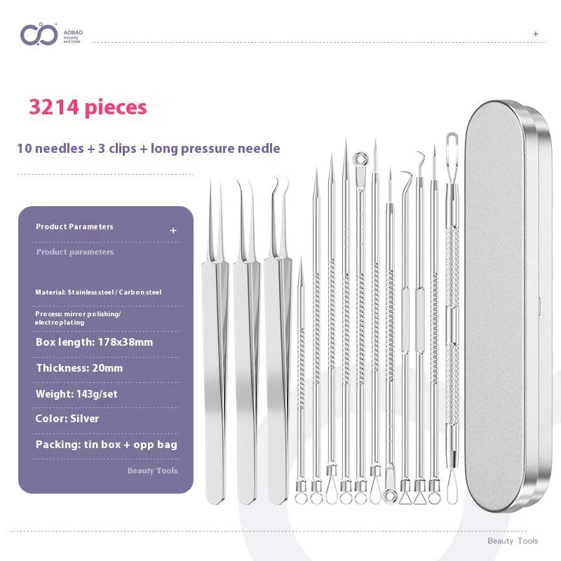 4-piece metal acne needle set with ultra fine pointed tips for precise skincare application