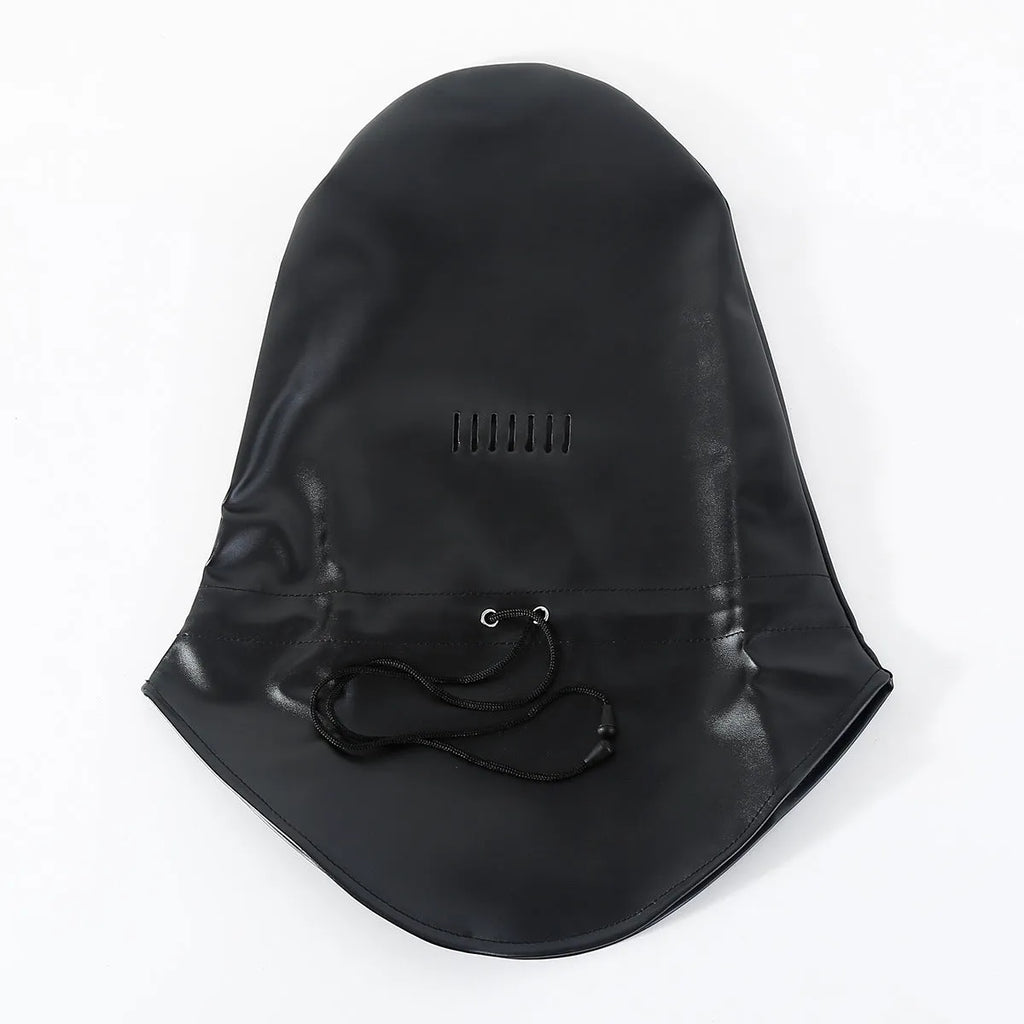 Black PU leather adjustable training mask with straps for adult role play