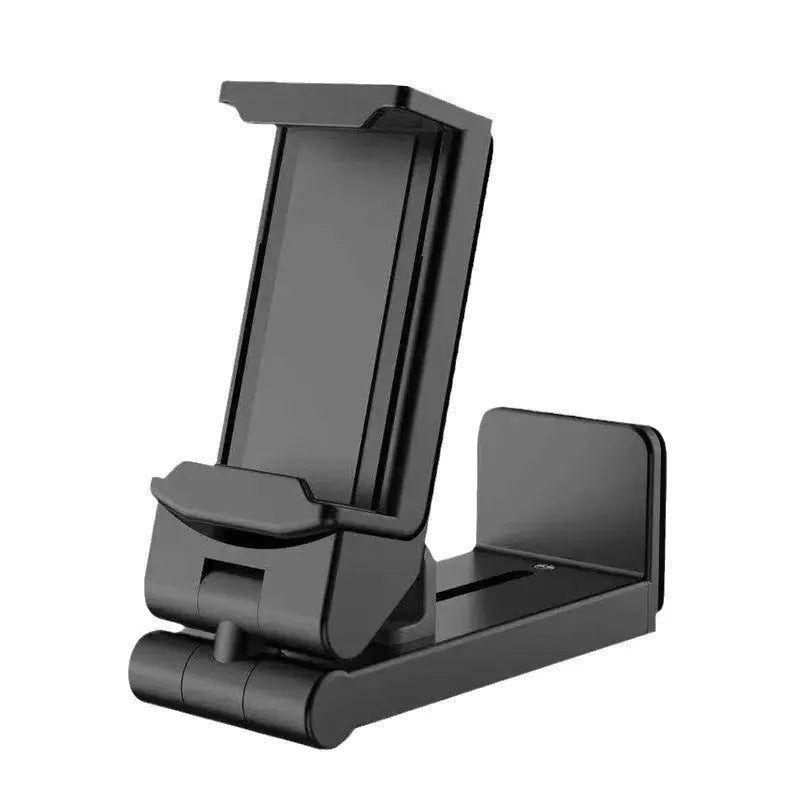H22 Black collapsible desktop phone holder showing 360-degree rotation mechanism