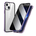Anti-peep magnetic phone case in transparent black for Apple iPhone 16 Pro Max with aluminium alloy frame and double-sided glass