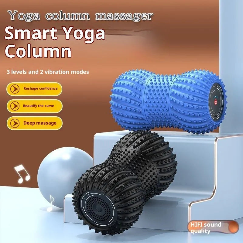 Electric peanut yoga ball roller massage instrument with Bluetooth music in blue colour, USB rechargeable