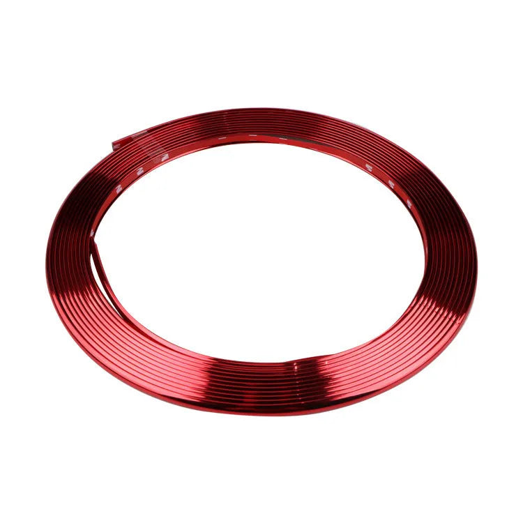 8 metre roll of electroplated purple PVC wheel hub trim sticker with alignment strip