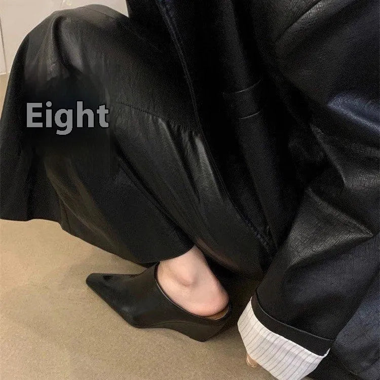 Women's Wind Wedge closed toe half slippers in black, brown and off-white colours