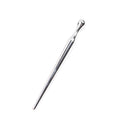 Silver metal urethral stimulation stick with round beads on a plain background