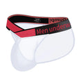 Men's transparent ice silk nylon briefs with large V gradient high fork design in red colour
