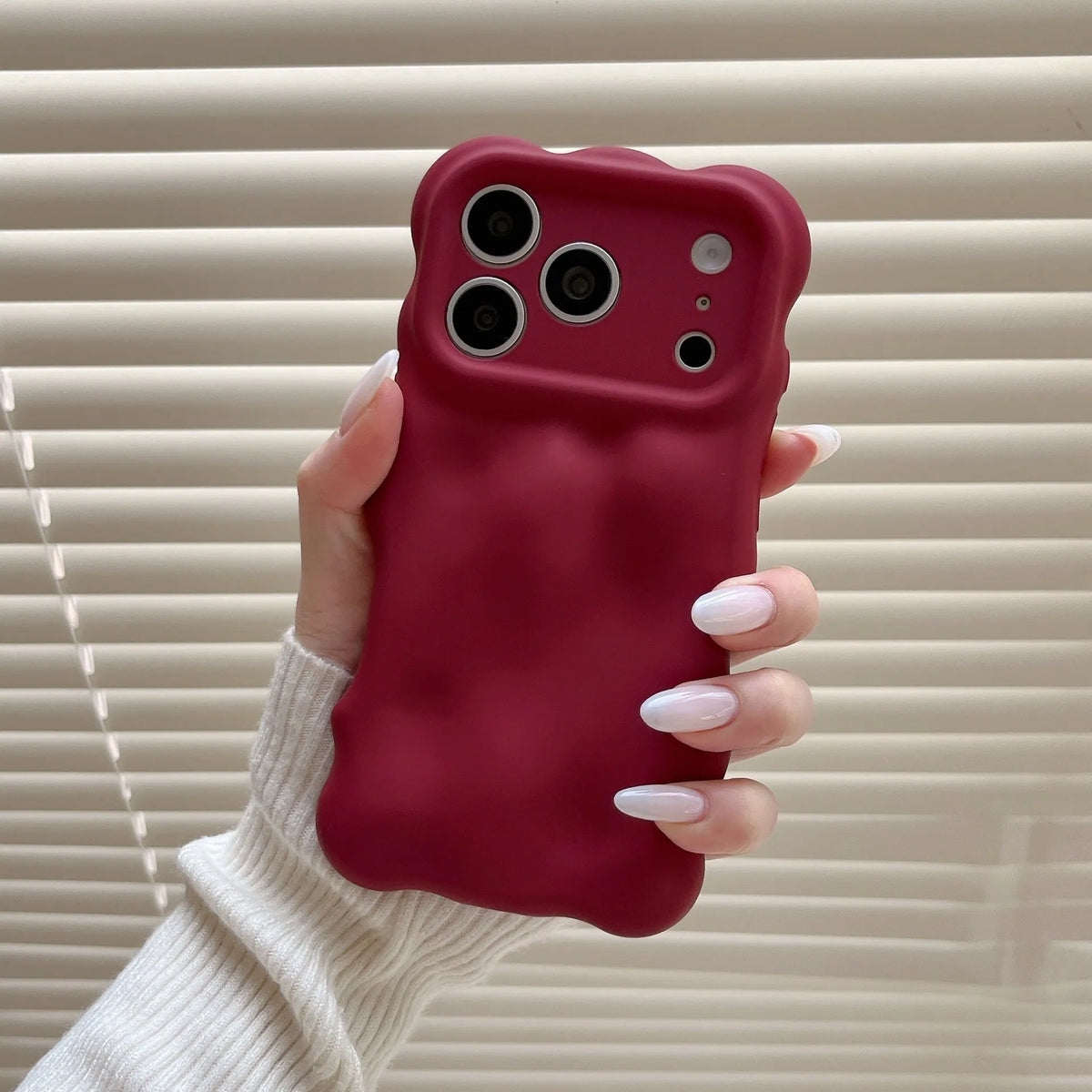 3D meteorite wave TPU phone case with frosted finish in khaki, pink, purple, wine red for iPhone 13 to 17 series