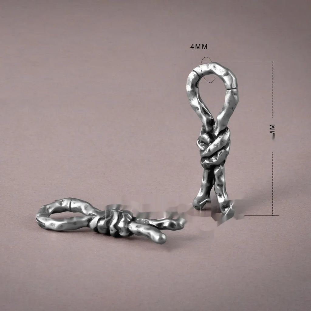 Copper earring with bent retro design for auricle piercing, 4mm size.