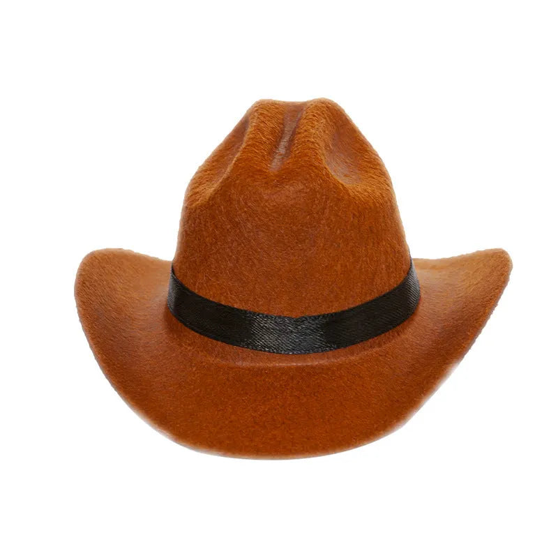British cowboy hat for pets in non woven fabric with decorative velvet belt