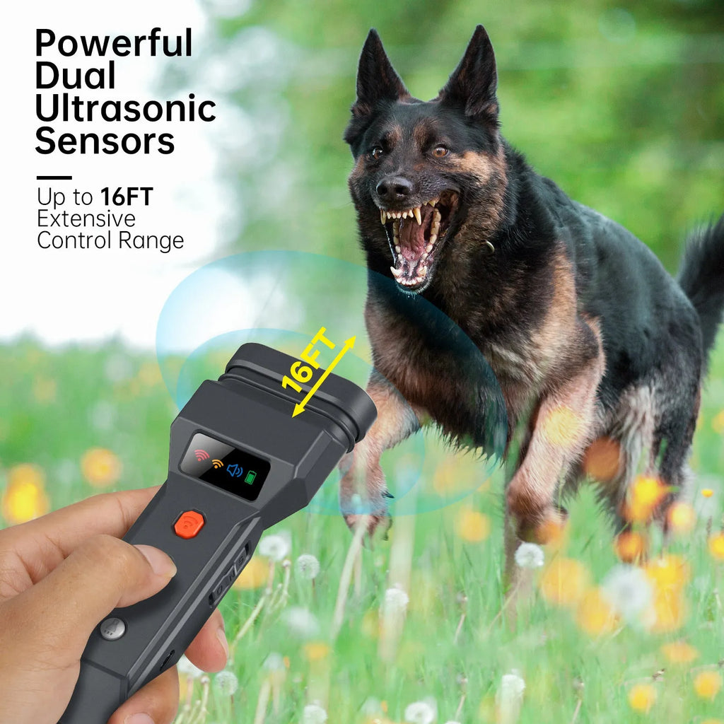 Portable three-head ultrasound stopper in plastic with data cable and instruction manual for general bark control