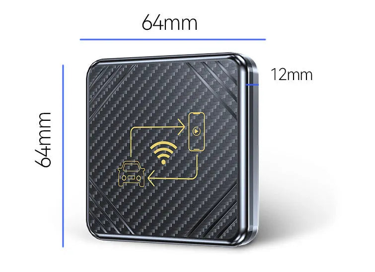 CarPlay to wireless adapter box for Android Auto with USB connection in gold and white colours