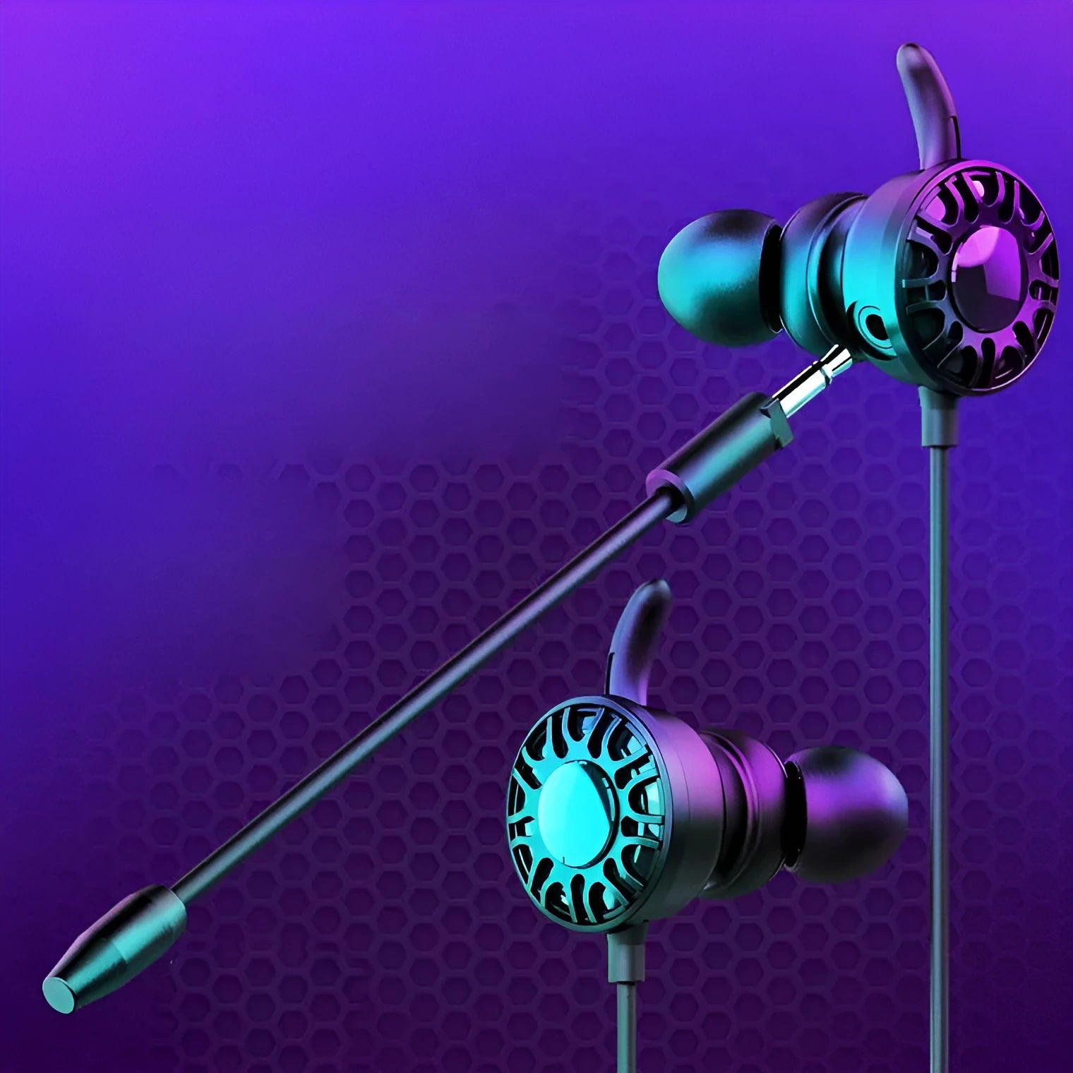 Wired in-ear gaming headset with silicone earplugs and 3.5mm L-shaped plug