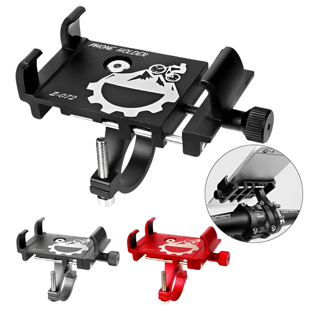 Aluminium shockproof fixed mobile phone holder for outdoor cycling in black