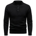 Men's Henry stand collar snowflake dot design fashion sweater in black, batwing sleeve, ribbed hem, long sleeve winter wear