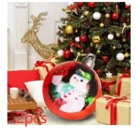 Large 60cm diameter inflatable PVC Christmas decoration ball in bright colours for outdoor use.