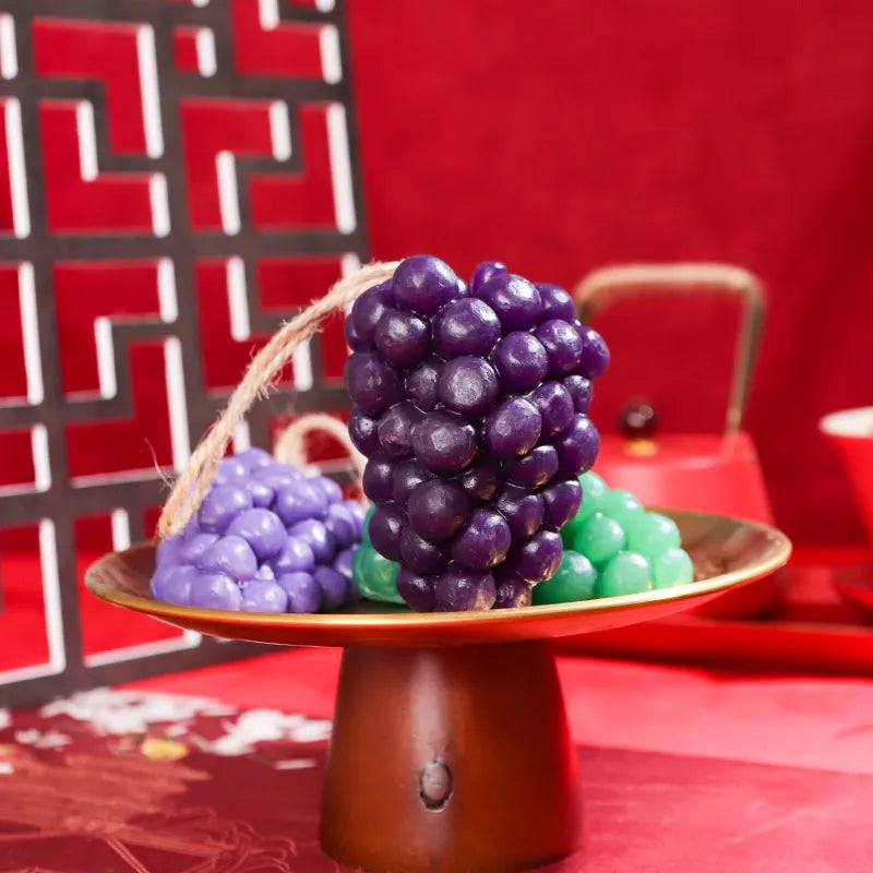 Grape handmade soap bar with grape cluster design in purple or green colour, 80g weight