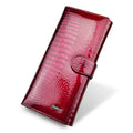 Women's genuine leather crocodile pattern coin purse with pigskin lining in red colour