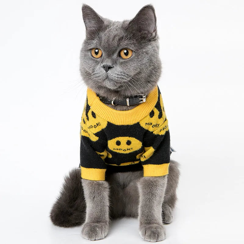 MK9 smile wool pet sweater in black, casual dog and cat clothes, sizes XXS to XXL