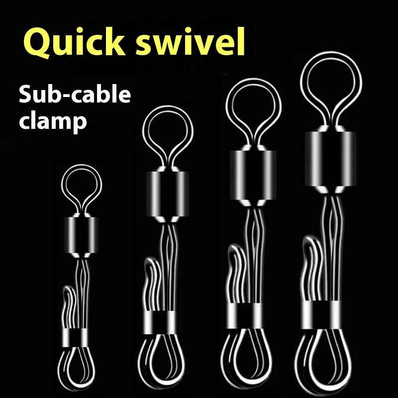 Brass quick release barrel swivel with 8-word ring for fishing line changes