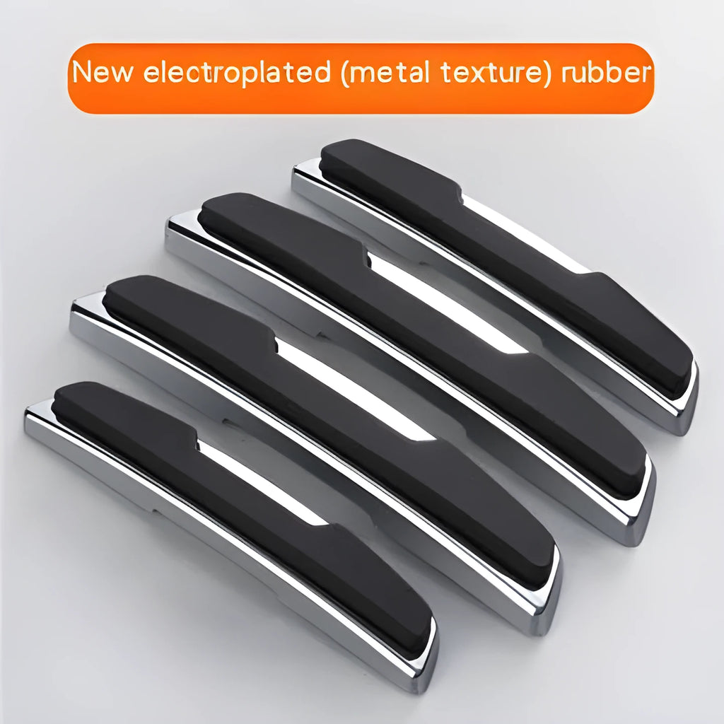 Black silicone car door bumper strips measuring 9.5cm by 2cm in four-piece protective set