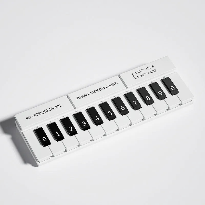 Black and white plastic piano-shaped temporary parking sign with 'Piano Stop' text.