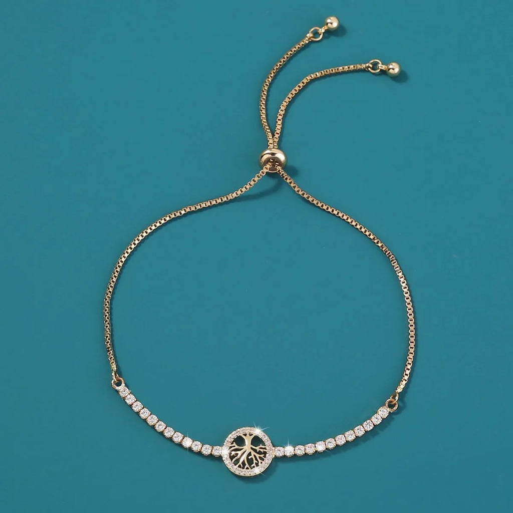 Lucky tree zircon bracelet for women with electroplated metal construction