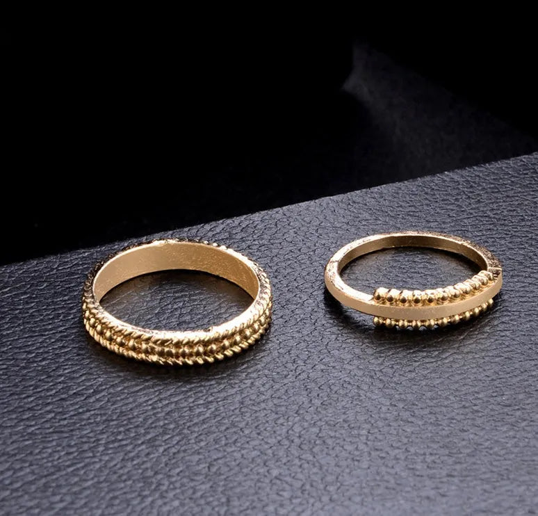 Adjustable alloy joint ring set with open cuff design, one ring in silver-tone finish