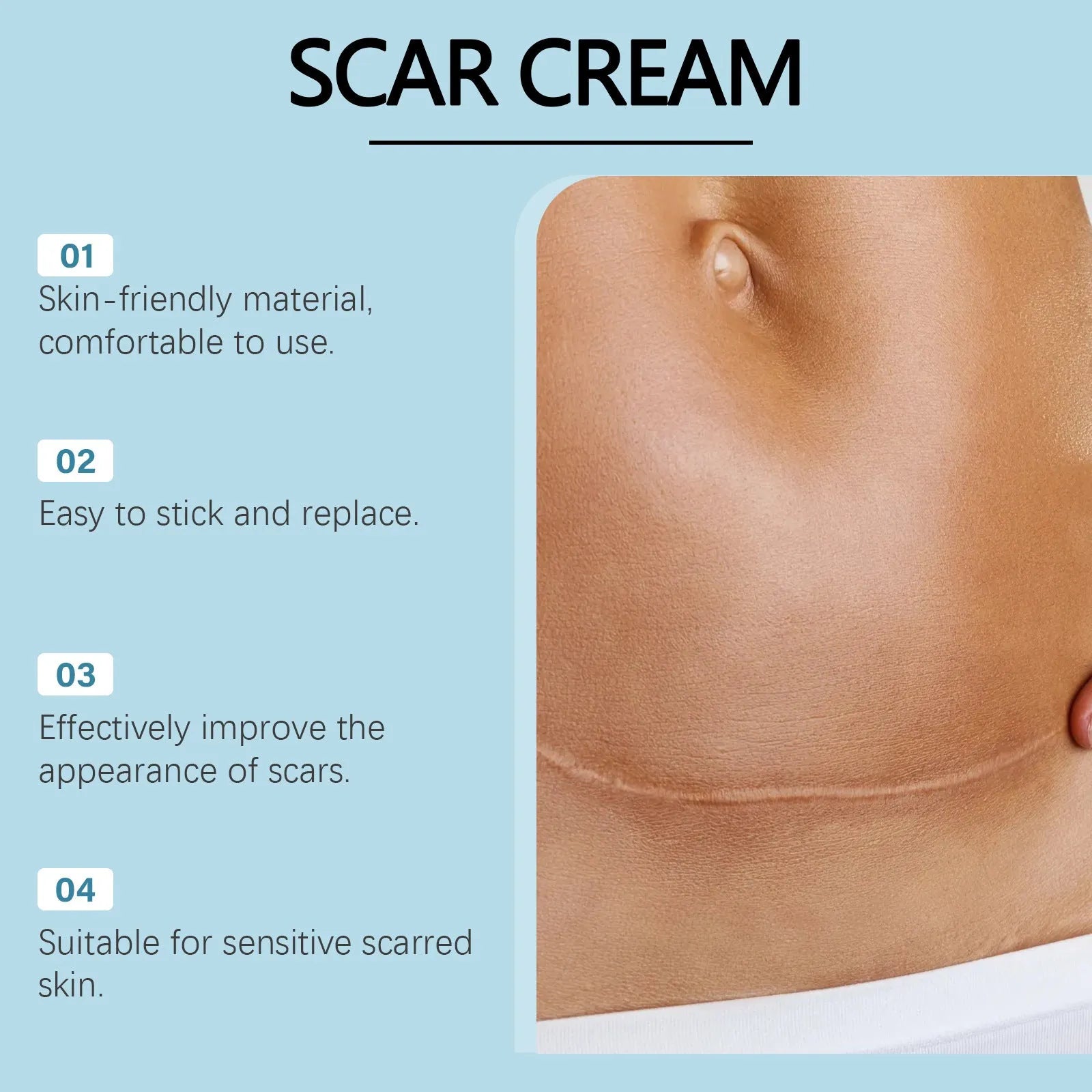 Skin Smooth Silicone Scar Paster roll with mint leaf and inactive ingredients, 1 roll net content
