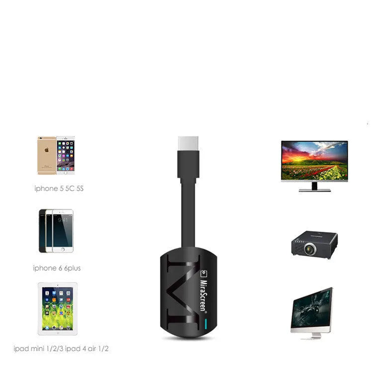 Black USB to HDMI smartphone screen mirroring dongle for 1080p TV output
