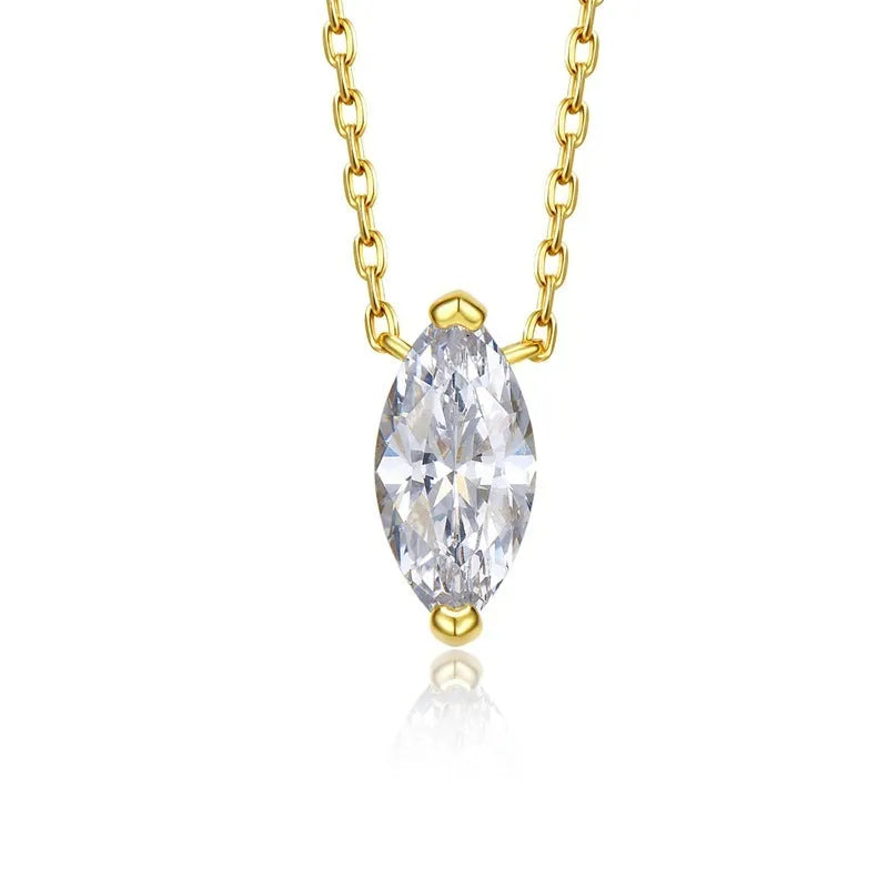 925 silver women's olive diamond twin clavicle chain necklace with electroplated gold or platinum finish