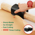 Plastic injection moulded paper cutter for scroll packaging in black, red and green colour options