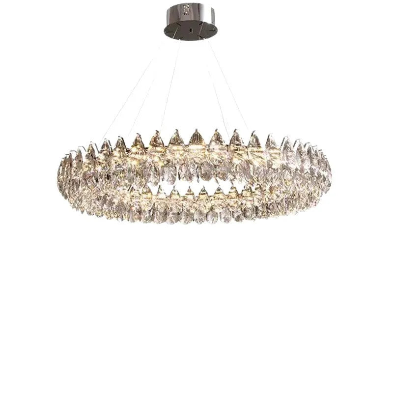 Crystal chandelier light luxury style for French villa restaurant with tricolor light source