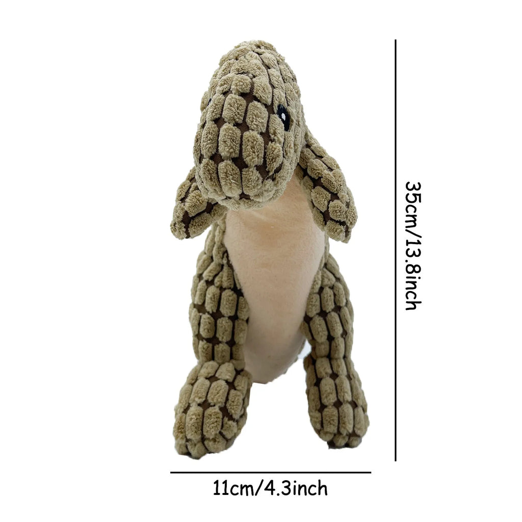 Grey, green, and orange squeaker dog chew toy with rope centre for large breeds.