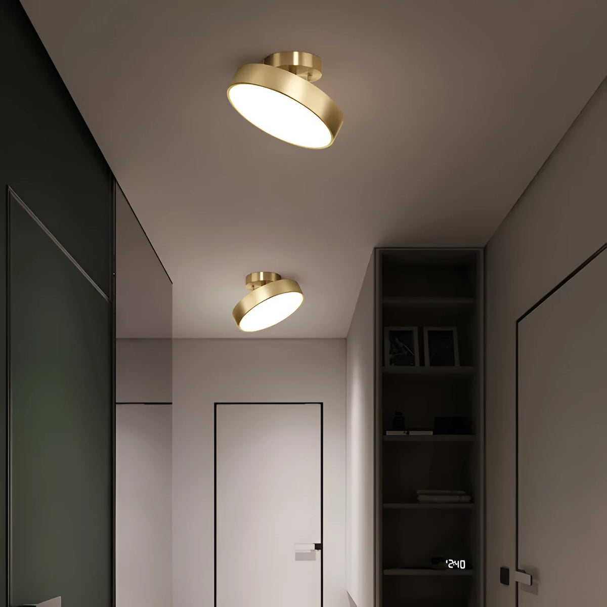 Creative round pure copper ceiling lamp in modern simplicity style, available in 15-30cm sizes with black or copper finish