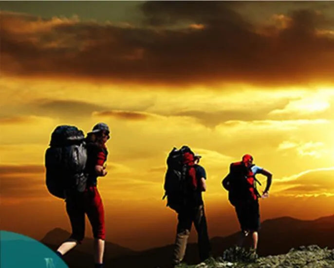 Aluminum alloy rechargeable LED headlamp with elastic headband, shown illuminating in dark setting.