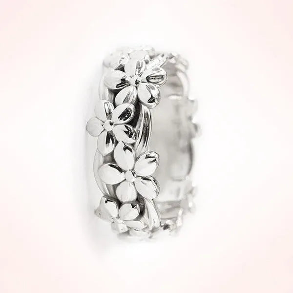 Women's Rose Gold Plum Ring Ornament Alloy Fashion OL Ring in White Gold and Rose Gold Colours Available in Sizes No.5 to No.11 for Everyday Wear