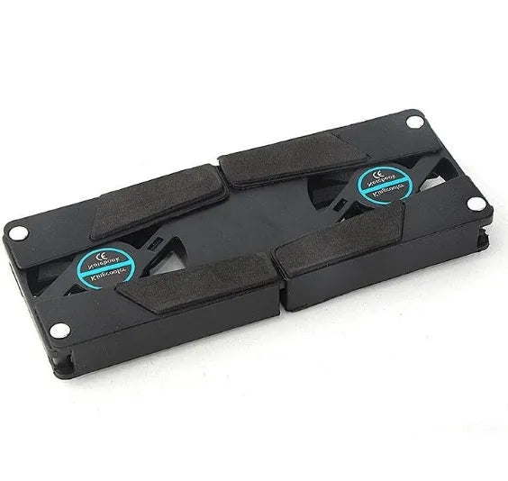 Rotatable USB cooling fan pad with two fans and alloy foldable construction for laptops 8-14 inch