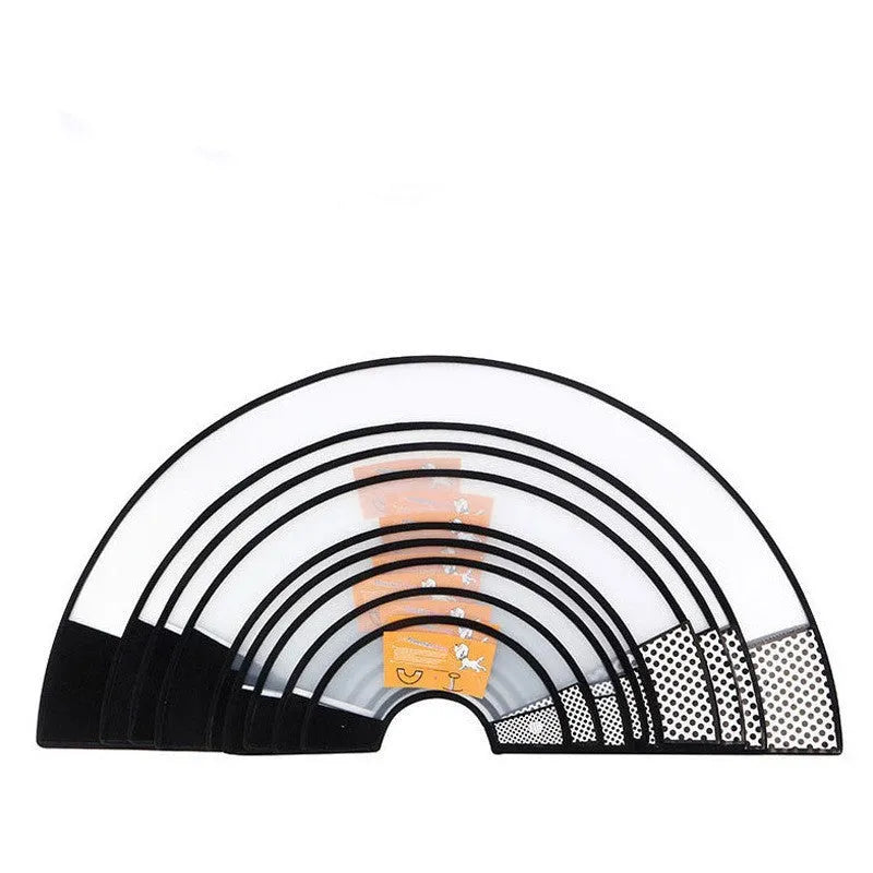 Transparent PP pet cleaning ring with Velcro, available in eight sizes for cats and dogs