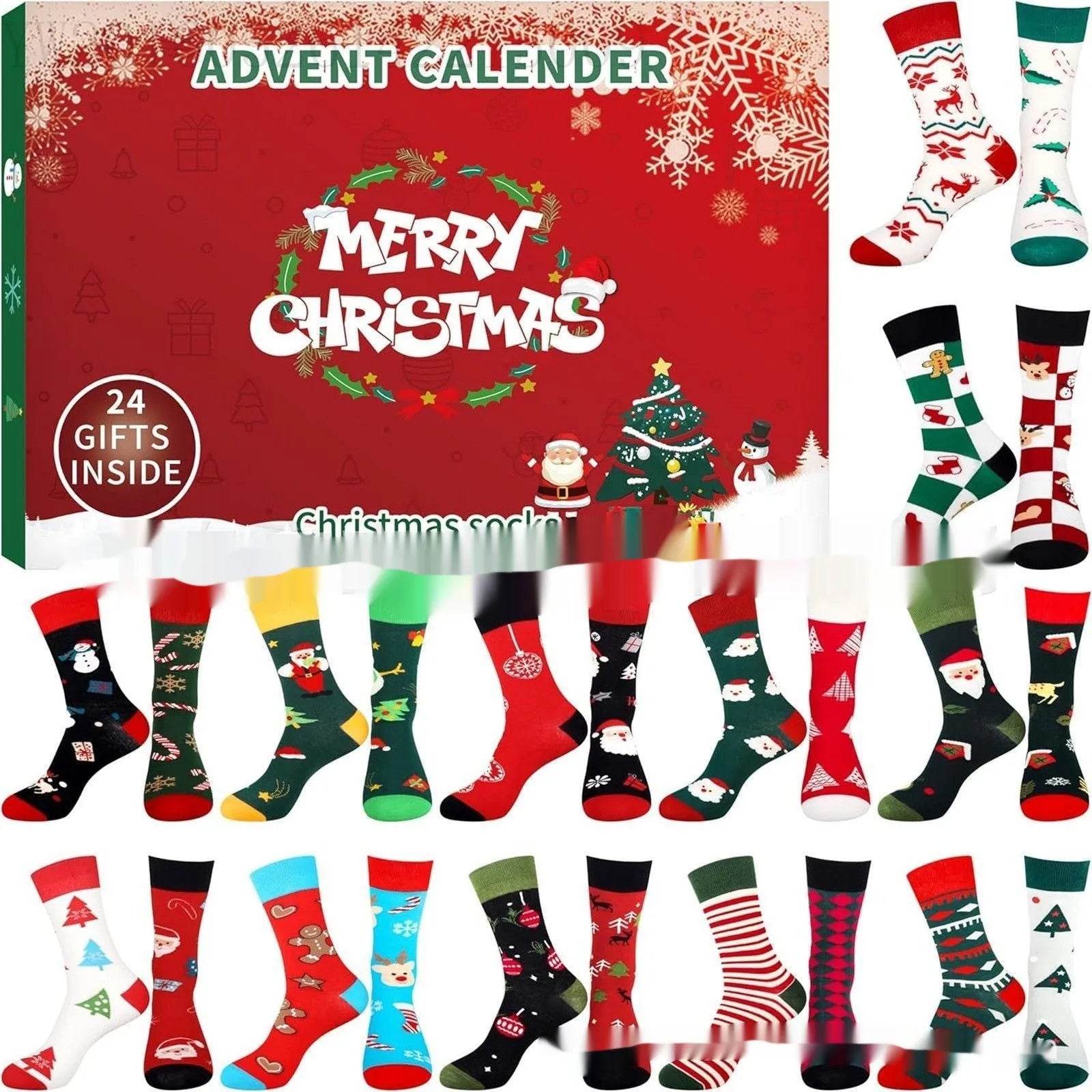 Cute mini Christmas sock resin figurine from a blind box, a festive decoration for holiday trees.
