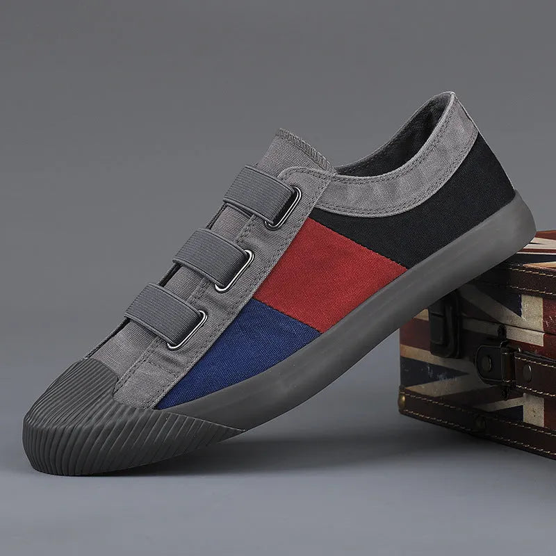 Men's canvas casual sneakers with elastic band fastening in multiple colour options