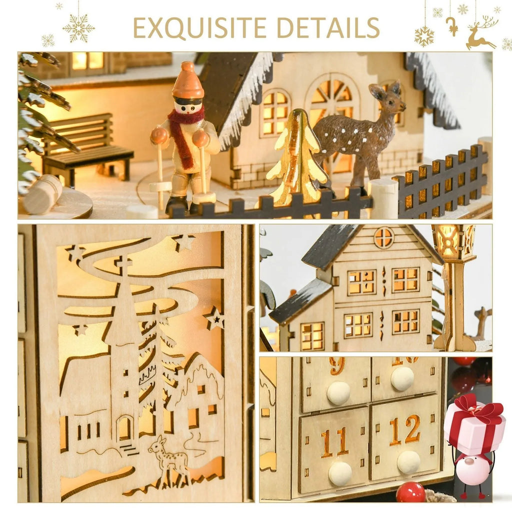 Wooden Christmas 24-day countdown advent music calendar ornament for home and office display
