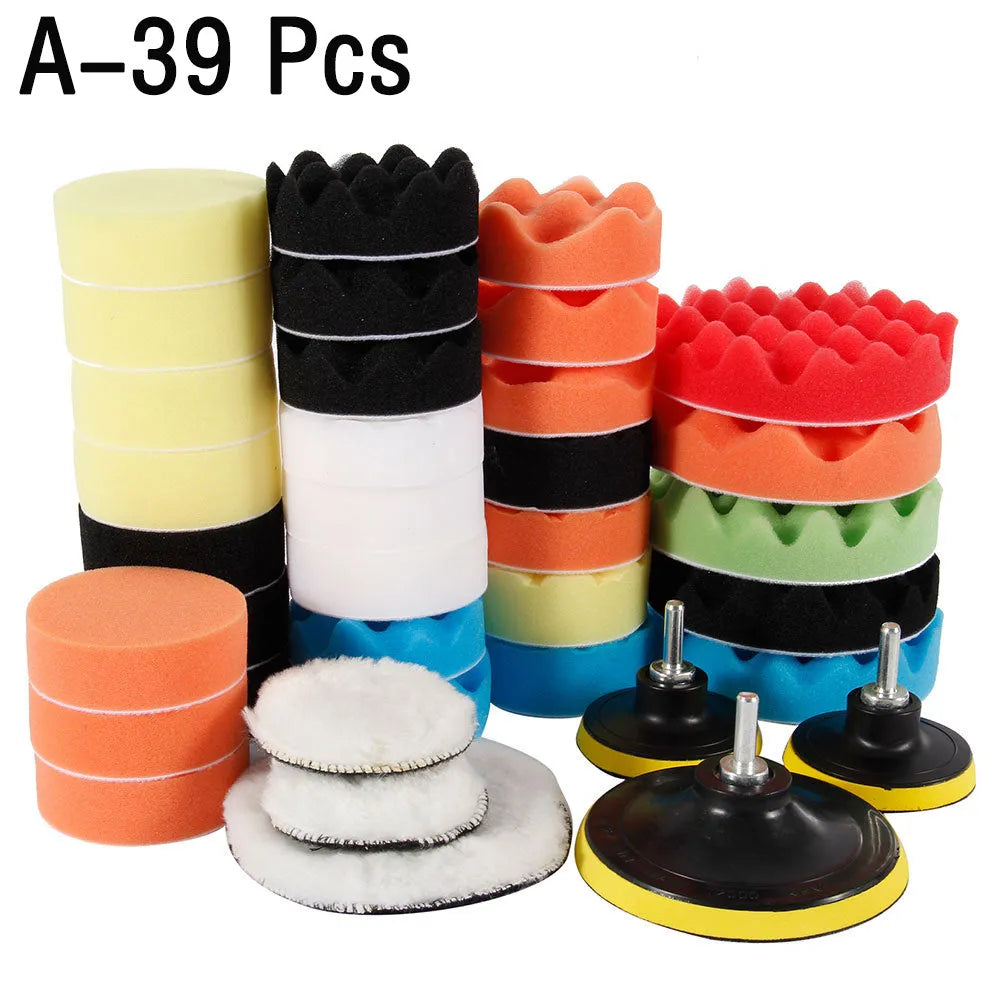 Car Polishing Disc Wool Pad Flat Wave Sponge Wool Ball 80mm 3 Inch M10 Back Fleece for Auto Detailing