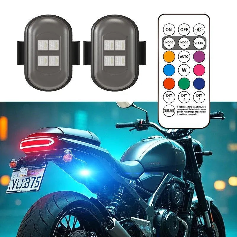 Motorcycle LED warning light with wireless remote control, ABS housing, universal fit for most bikes