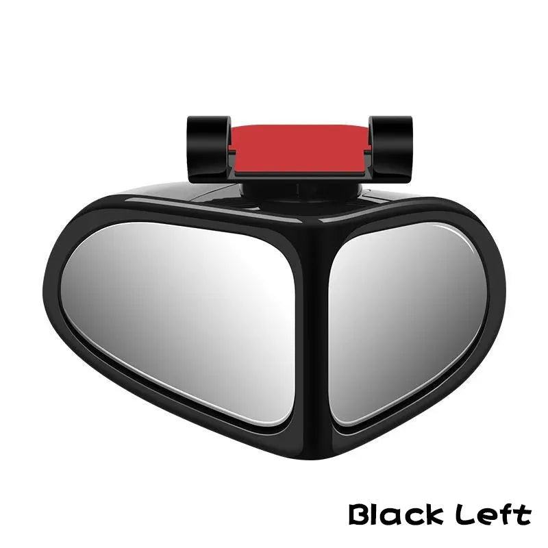 Small round adjustable car reversing mirror with adhesive back, shown in various colours.