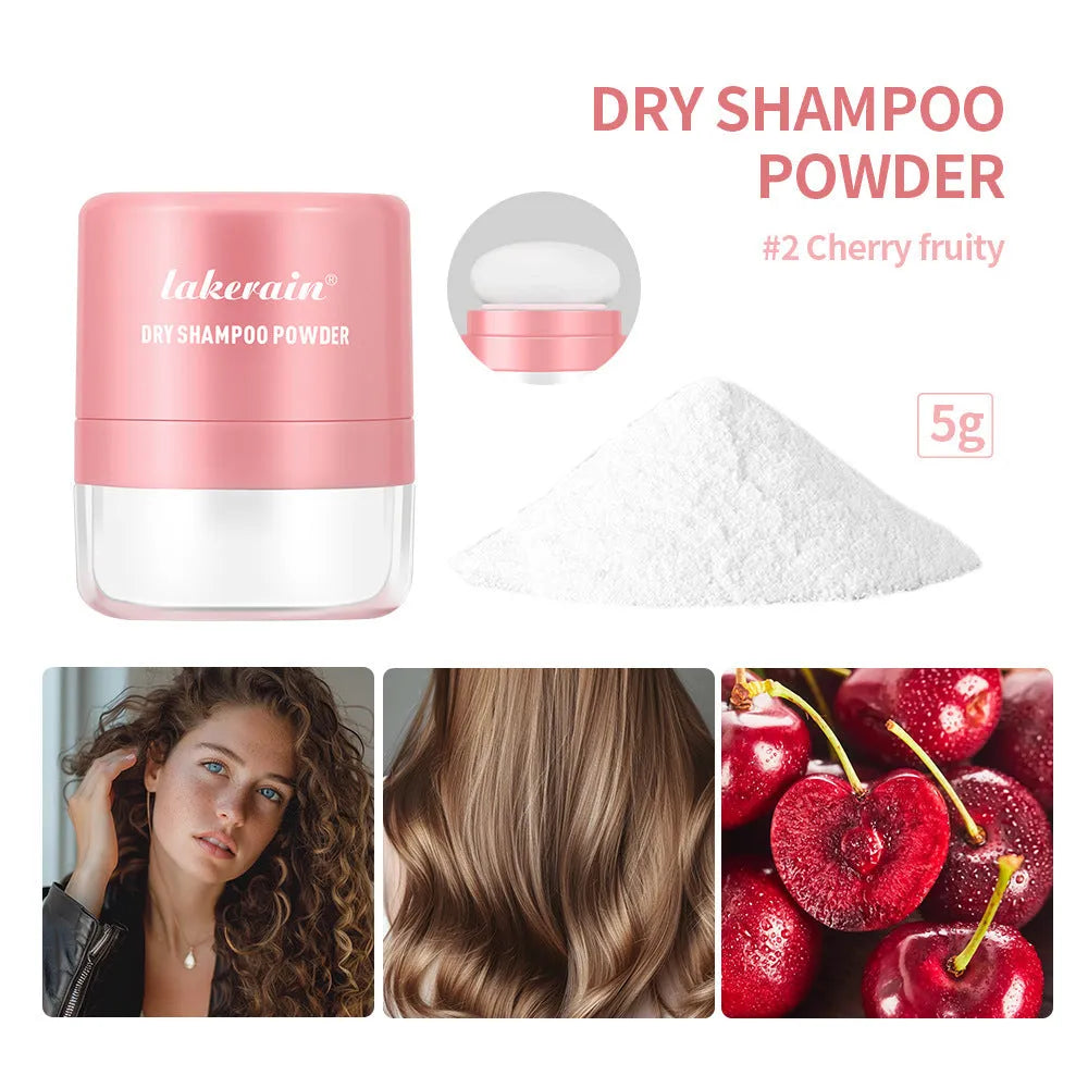 Disposable hair dry cleaning powder with sponge applicator in blue, green or red packaging