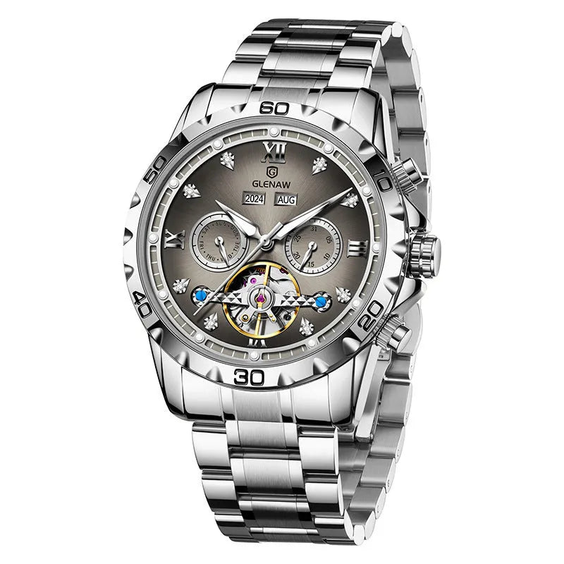 Men's automatic mechanical watch with a stainless steel strap and metal case in a selection of colour dials.