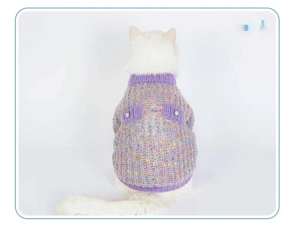Purple knitted dog cardigan sweater for small dogs in XL and XXL sizes